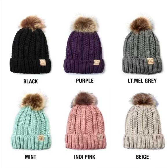 C.C. Fur Lined Pom Beanie - Picture 9 of 11